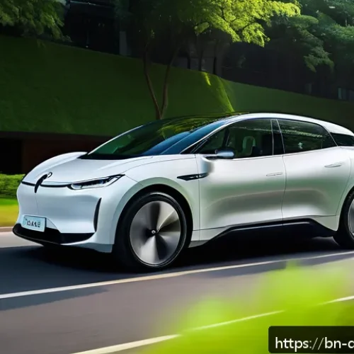 자동차 디자인 역사 - A sleek modern electric car exterior designed with lightweight aluminum and recyclable bio-based mat...